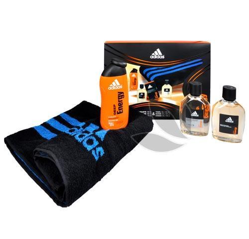 Adidas Deep Energy - toaletní voda s rozprašovačem 100 ml   voda po holení 100 ml   sprchový gel 250 ml   ručník