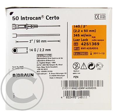 INTROCAN CERTO G14, 2,2x50mm,(oranžová) - bez injekčního ventilu (50)