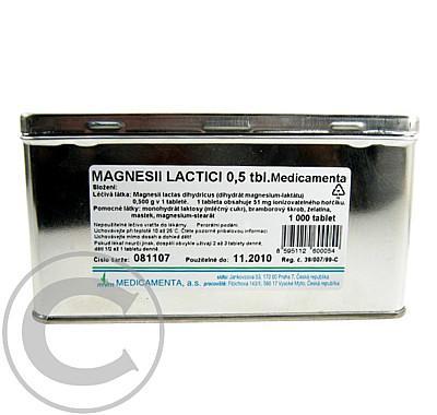 MAGNESII LACTICI 0,5 MEDICAMENTA 1000 x 0,5 gm tablety