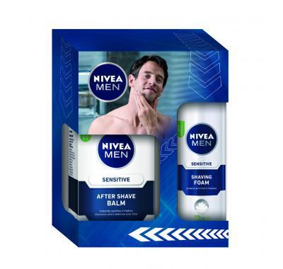 NIVEA Vánoční pánská kazeta Sensitive (balzám   pěna)