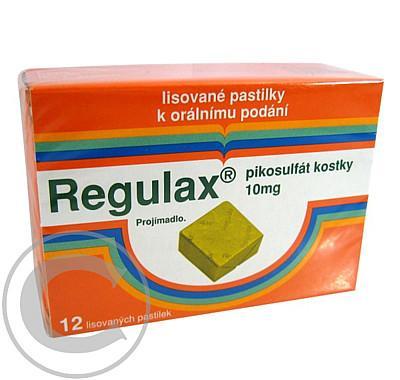 REGULAX PIKOSULFÁT KOSTKY 10 MG  12X10 MG Pastilky rozp. v ústech