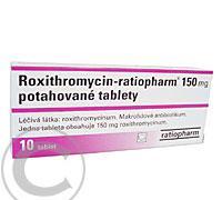 ROXITHROMYCIN-RATIOPHARM 150 MG  10X150MG Potahované tablety, ROXITHROMYCIN-RATIOPHARM, 150, MG, 10X150MG, Potahované, tablety