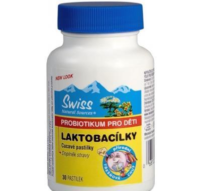 Swiss Laktobacílky pro děti třešňové 30 pastilek, Swiss, Laktobacílky, děti, třešňové, 30, pastilek