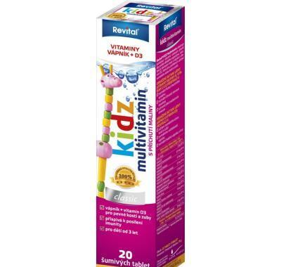 VITAR Revital Multi KIDZ multivitamin šumivé tablety 20 ks, VITAR, Revital, Multi, KIDZ, multivitamin, šumivé, tablety, 20, ks