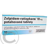 ZOLPIDEM-RATIOPHARM 10 MG  10X10MG Potahované tablety, ZOLPIDEM-RATIOPHARM, 10, MG, 10X10MG, Potahované, tablety